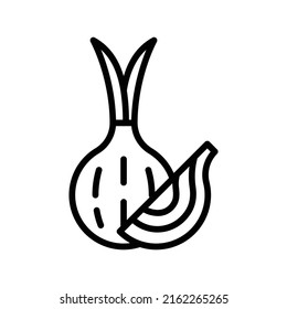 Onion Icon. Line Art Style Design Isolated On White Background