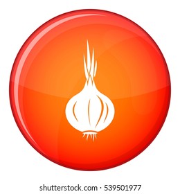 Onion icon in red circle isolated on white background vector illustration