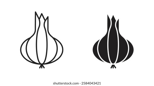 Onion icon set in thin line. vector illustrations for web