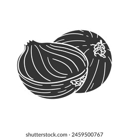 Onion Icon Silhouette Illustration. Vegetables Vector Graphic Pictogram Symbol Clip Art. Doodle Sketch Black Sign.