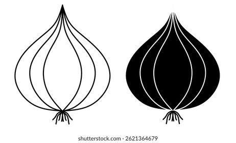 Onion icon silhouette isolated on white background.