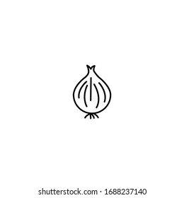 onion icon. simple, flat, black, outline.