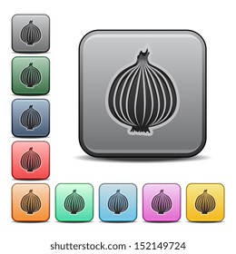 Onion Icon Square Vector Icon with Color Variations