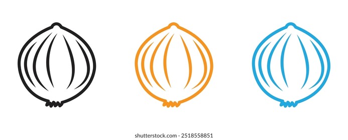 Onion icon Thin line illustration set