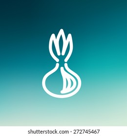 Onion icon thin line for web and mobile, modern minimalistic flat design. Vector white icon on gradient mesh background.