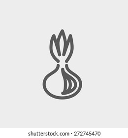 Onion icon thin line for web and mobile, modern minimalistic flat design. Vector dark grey icon on light grey background.