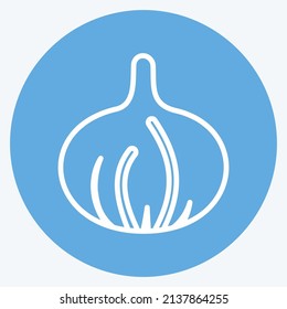 Onion Icon in trendy blue eyes style isolated on soft blue background