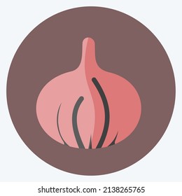 Onion Icon in trendy flat style isolated on soft blue background