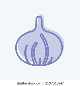 Onion Icon in trendy two tone style isolated on soft blue background