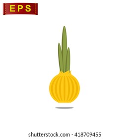 Onion icon, vector green onion art, isolated sliced onion