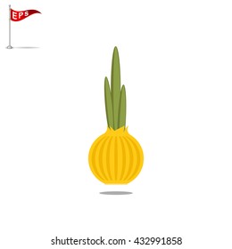 Onion icon, vector green onion art, isolated sliced onion