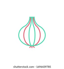 Zwiebelsymbol Vektorillustration Illustration zwei Farblinien Stil Design. einzeln auf weißem Hintergrund