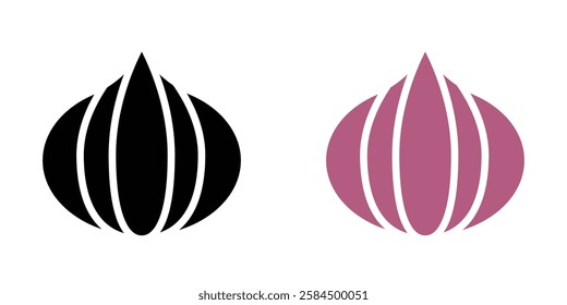 Onion icons pack in black and colored version
