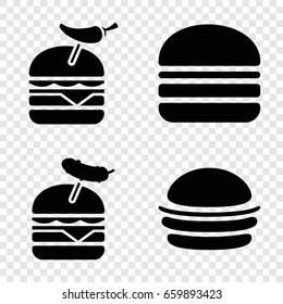 Onion icons set. set of 4 onion filled icons such as burger, burger with pepper