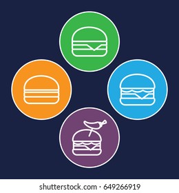 Onion icons set. set of 4 onion outline icons such as burger with pepper, cheeseburger