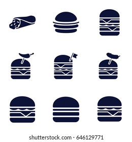 Onion icons set. set of 9 onion filled icons such as wrap sandwich, burger, double burger with flag