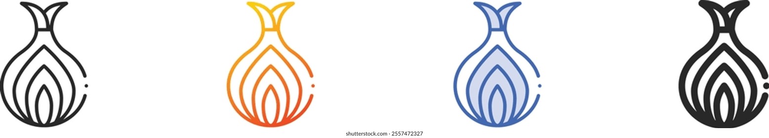 onion icon.Thin Linear, Gradient, Blue Stroke and bold Style Design Isolated On White Background