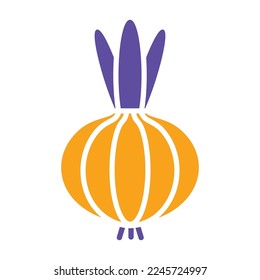 Icono de glifo vector de diseño aislado de cebolla. Señal de verduras. Símbolo gráfico del sitio web de comida y bebida, diseño de aplicaciones, aplicaciones móviles y medios impresos, logotipo, interfaz de usuario