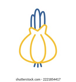 Zwiebel einzeln auf Design, Vektorsymbol. Pflanzliches Schild. Graph Symbol für Lebensmittel und Getränke Website, Apps Design, mobile Apps und Printmedien, Logo, UI