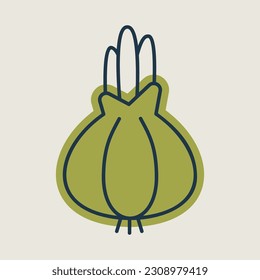 Onion isolated design vector icon. Vegetable sign. Graph symbol for food and drinks web site, apps design, mobile apps and print media, logo, UI