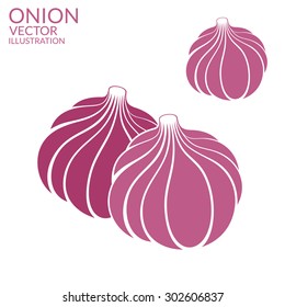 Onion. Isolated vegetables on white background. Vector illustration
