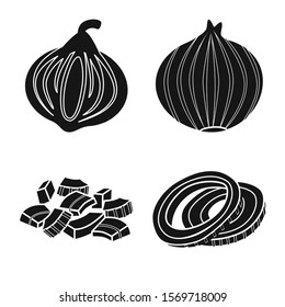 Onion juicy of vegetable vector black icon set.Vector isolated illustration of onion .Icon set of vegetable and food.