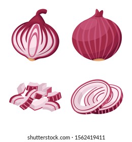 Onion juicy of vegetable vector cartoon icon set.Vector isolated illustration of onion .Icon set of vegetable and food.