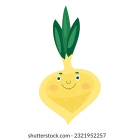 Onion kawaii vector, Cartoon vegetables eating for child, funny cute veggies characters, kawaii healthy food.