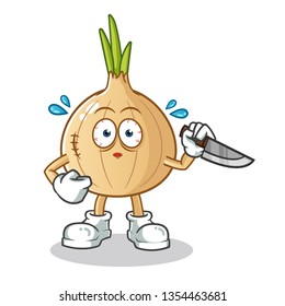 onion killer mascot vector cartoon illustration