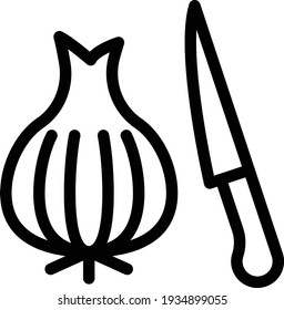 onion knife vector thin line icon