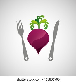 onion with knife and work, vector illustration