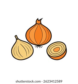 Línea de cebolla arte vegetal Ilustración vectorial