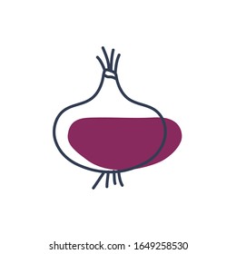 onion line color style icon design, Vegetable organic food healthy fresh natural and market theme Vector illustration