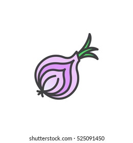 Onion line icon, filled outline vector sign, linear colorful pictogram isolated on white. logo illustration