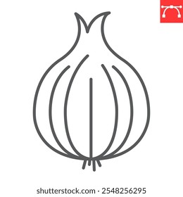 Onion line icon, fresh and vegetable, onion vector icon, vector graphics, editable stroke outline sign, eps 10.