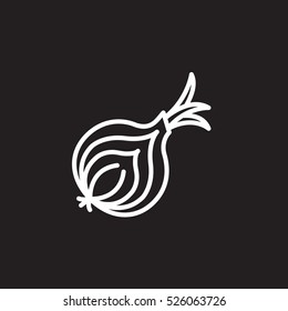 Onion line icon, outline vector sign, linear pictogram isolated on black. logo illustration