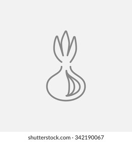 Onion line icon for web, mobile and infographics. Vector dark grey icon isolated on light grey background.