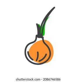 Lineares Zwiebelsymbol. Obstsymbol. Logo-Konzept. Vektorgrafik einzeln auf weißem Hintergrund.