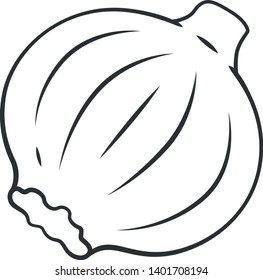 Onion linear icon. Vegetable farm. Agriculture plant. Healthy nutrition. Greenery. Healthy food. Vegan food. Thin line illustration. Contour symbol. Vector isolated outline drawing. Editable stroke