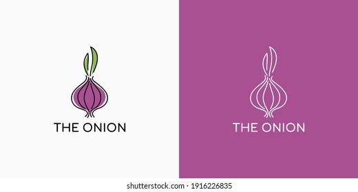 Onion logo design. Purple onion vector template. Onion illustration for agriculture business. Simple and modern onion symbol.