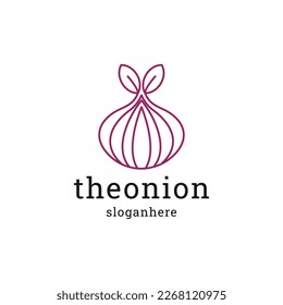 Onion logo design. Purple onion vector template. Onion illustration for agriculture business. 