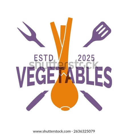 Onion logo design template. Natural vegetarian food symbol. Organic vegetable logotype for farm company or food package design. Vector illustration.