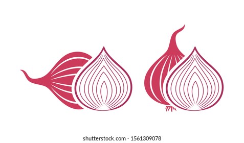 Onion logo. Isolated onion on white background