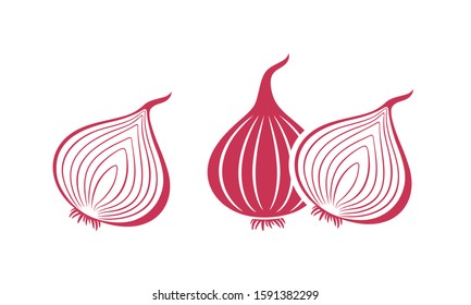 Onion logo. Isolated onion on white background