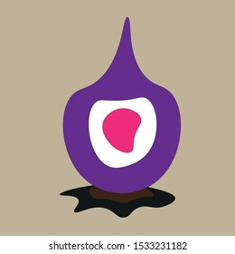 onion logo with purple, white and black color