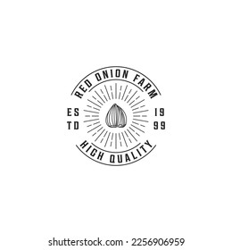 Onion logo vector design vintage illustration, hipster onion logo design template