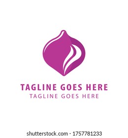 Zwiebellogo, Vektorgrafik. Logo-Design für Kräuter und Gewürze. Gemüse.