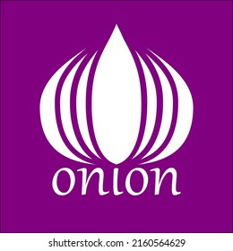 Vector de logotipo de cebolla aislado en fondo morado
