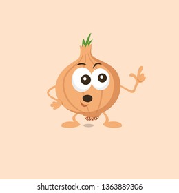 Onion mascot is afraid of something strange. Flat design style for your mascot branding.