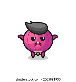 onion mascot character saying I do not know , cute style design for t shirt, sticker, logo element